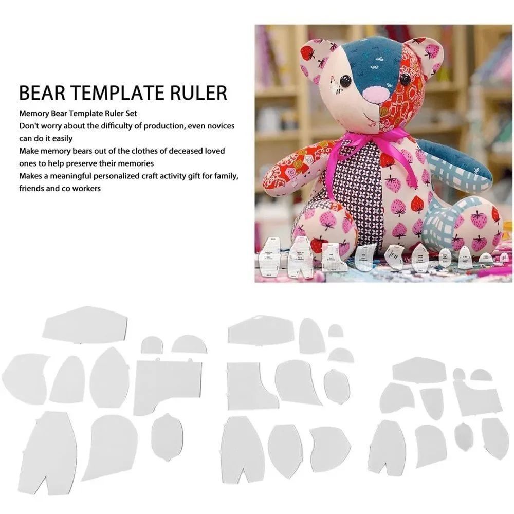 30 Pcs Memory Bear Sewing Patterns Acrylic Template